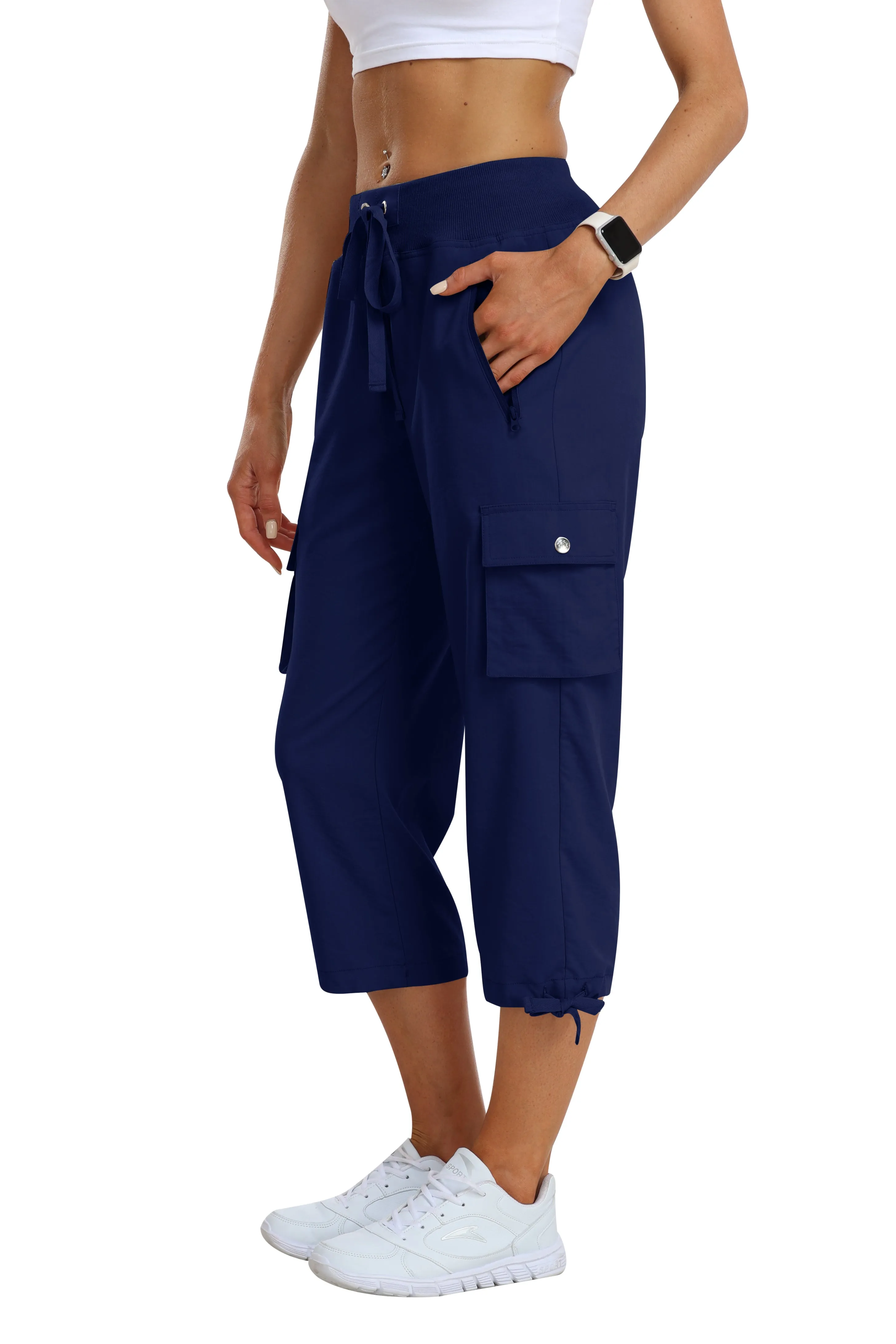 Women's loose casual quick drying travel cargo capri pants