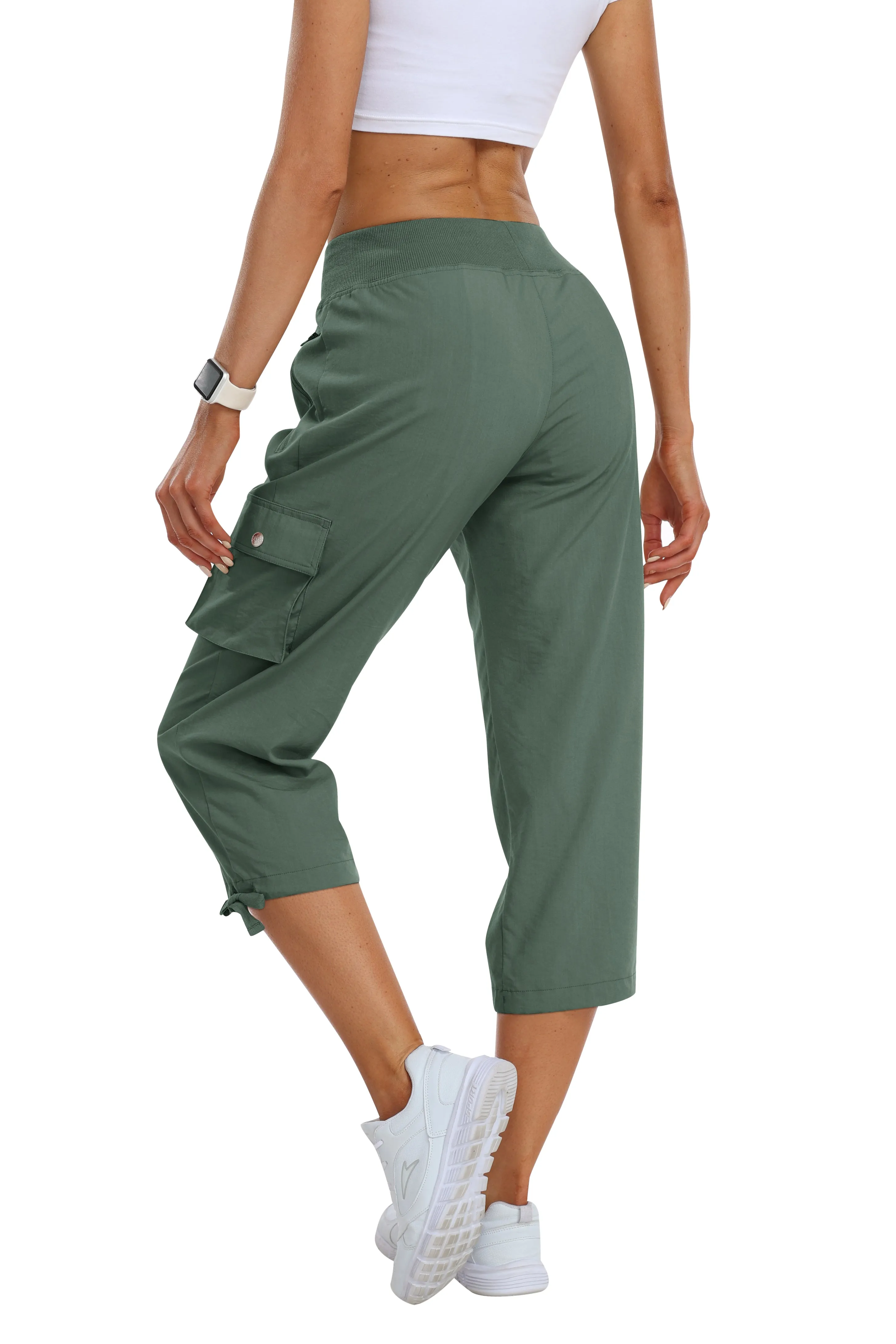 Women's loose casual quick drying travel cargo capri pants