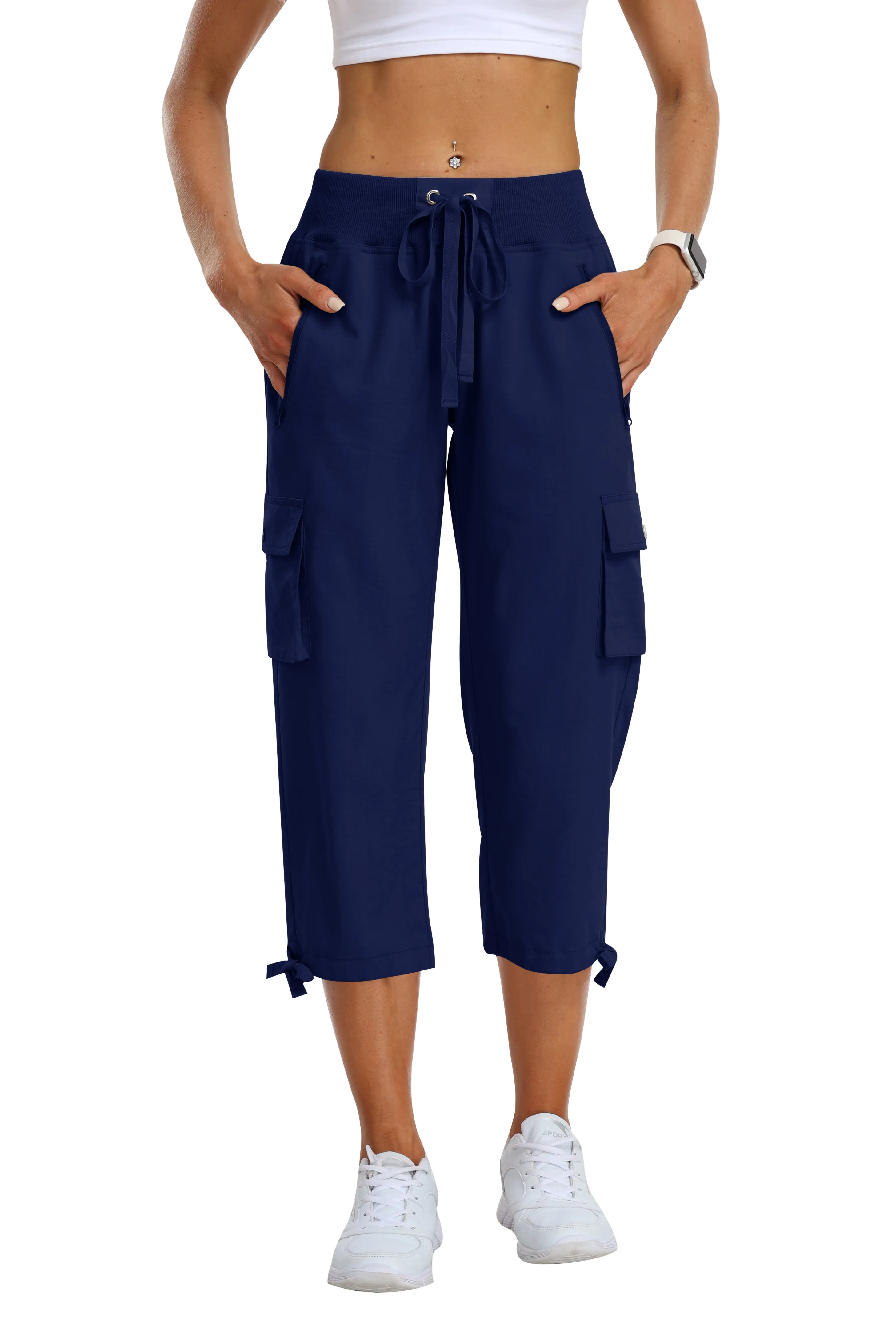 Women's loose casual quick drying travel cargo capri pants