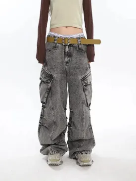 Y2K Distressed Big Pockets Cargo Jeans